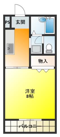 ディアスバイオレット(1K/1階)の間取り写真