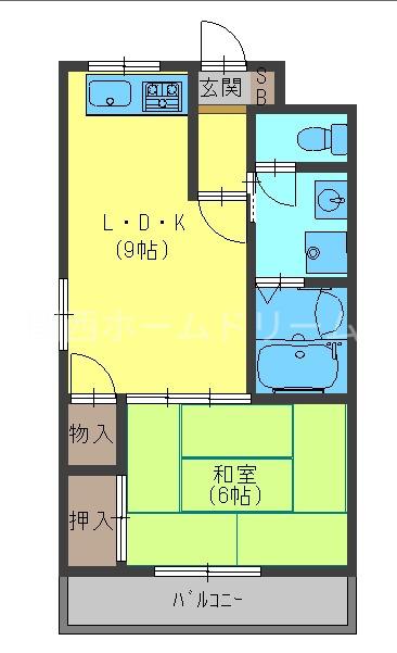 ルミエールハイツ守口(1LDK/2階)の間取り写真