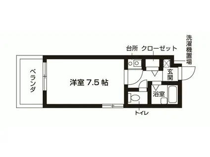 プロスパリア城南(1K/6階)の間取り写真