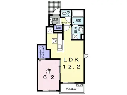 アミティエII(1LDK/1階)の間取り写真