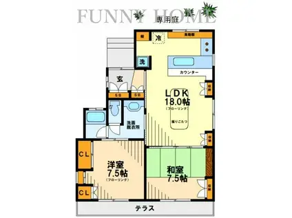 ハウスKM(2LDK/1階)の間取り写真