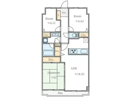 スカイクレスト飯能(3LDK/4階)の間取り写真