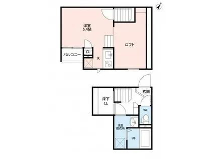 CB北本グランツ(1K/2階)の間取り写真