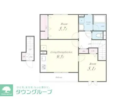 マグノリア(1SLDK/2階)の間取り写真