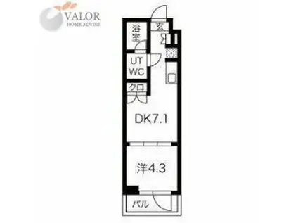 スパシエ洗足池(1DK/3階)の間取り写真