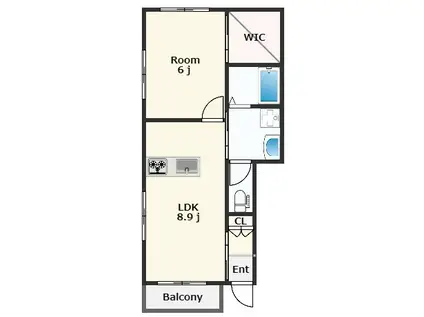 ピース・シリウスB(1LDK/1階)の間取り写真