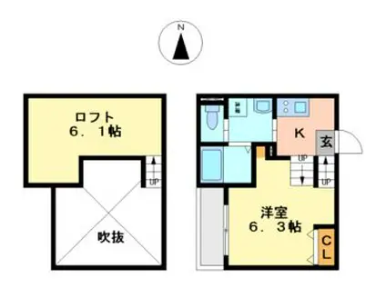 プライムメゾンエス(1K/1階)の間取り写真