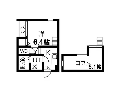 エスポワール(1K/2階)の間取り写真