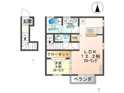 カンティーナ(1LDK/2階)の間取り写真
