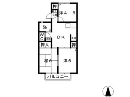 S・パラッツオ(3DK/2階)の間取り写真