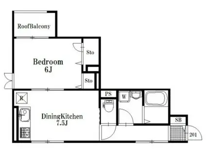 ミーシグ(1DK/2階)の間取り写真