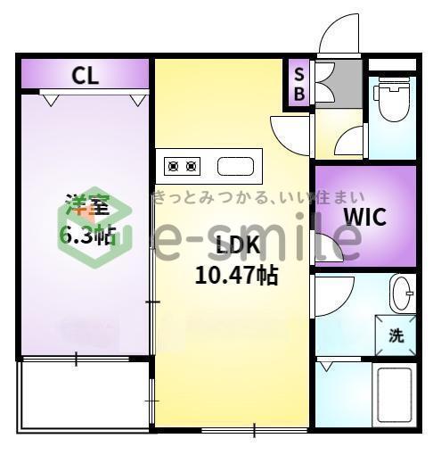 L-BLOOM御井(1LDK/1階)の間取り写真