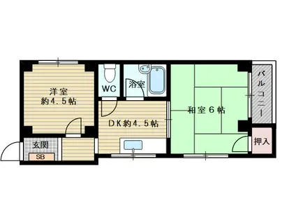 中嶋ハイツ(2DK/2階)の間取り写真