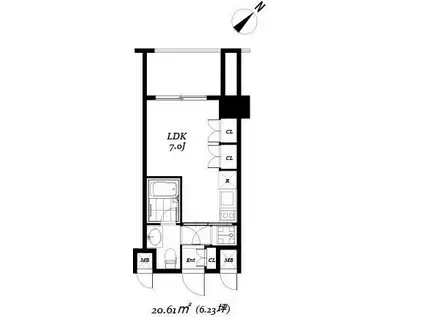 レジディア品川(ワンルーム/3階)の間取り写真