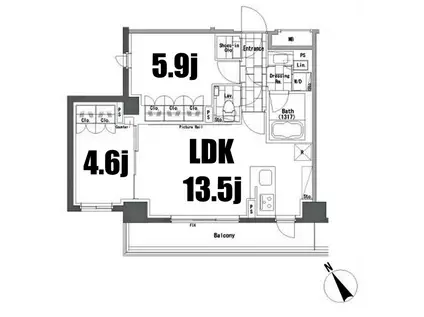 ザ・パークハビオ横浜山手(1SLDK/3階)の間取り写真