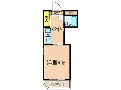 ミツワ小戸ビル(1K/2階)の間取り写真