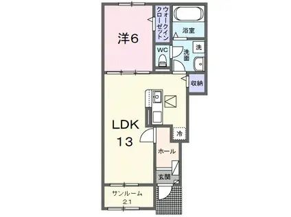 カルムIV(1LDK/1階)の間取り写真