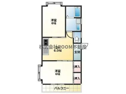 グリーンコートM III(2DK/1階)の間取り写真