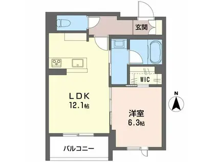 リヴィエール富沢(1LDK/3階)の間取り写真