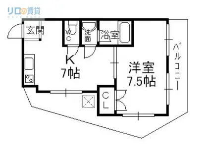 ライフシティサカイ(1DK/2階)の間取り写真