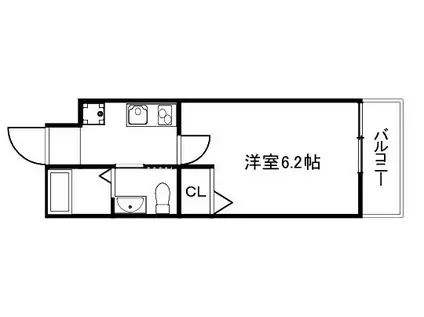 ボチボチ烏丸(1K/3階)の間取り写真