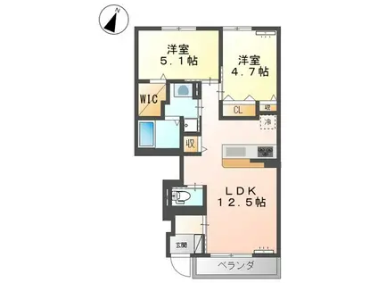 サクラーレ・アリエッタ(2LDK/1階)の間取り写真