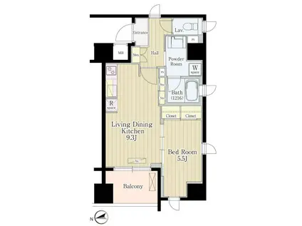 ＪＲ山手線 五反田駅 徒歩5分 12階建 築9年(1LDK/6階)の間取り写真