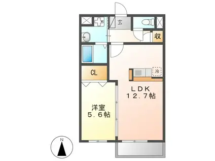 アーバン(1LDK/1階)の間取り写真