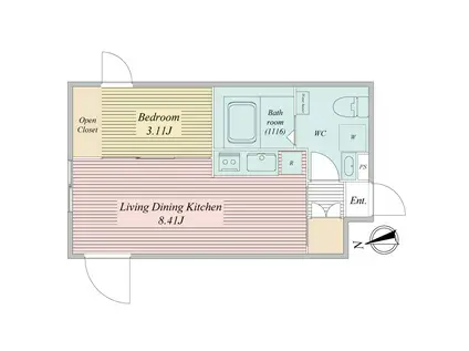 LIVEFLAT馬込(1LDK/3階)の間取り写真