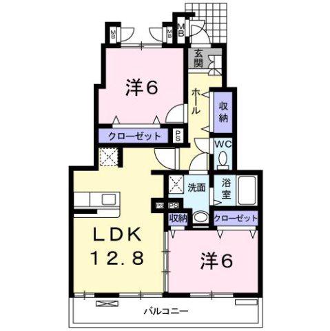 ディライト一番町(2LDK/1階)の間取り写真