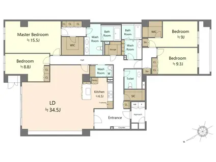 オパス有栖川テラス&レジデンス(4LDK/5階)の間取り写真