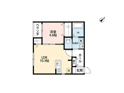 ROOMS川端町(1LDK/3階)の間取り写真