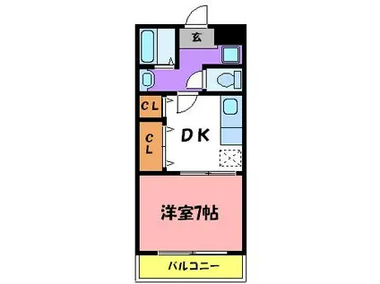 サンオーシャン(1DK/2階)の間取り写真