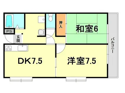パース湊川(2LDK/1階)の間取り写真