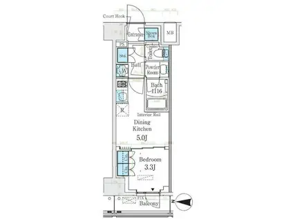 ベルファース錦糸町サウス ベルファース錦糸町サウス(1DK/6階)の間取り写真