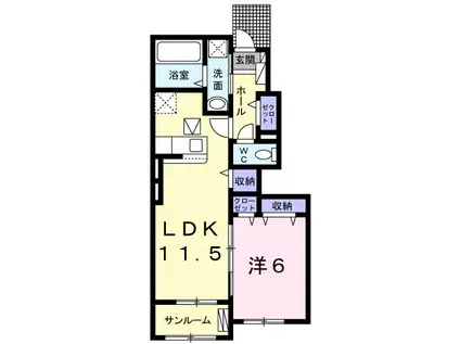 グランカーサ水芳I(1LDK/1階)の間取り写真