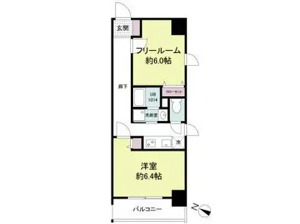 コスモリード神戸三宮(1SK/3階)の間取り写真