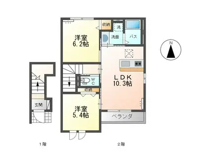クルールII(2LDK/2階)の間取り写真