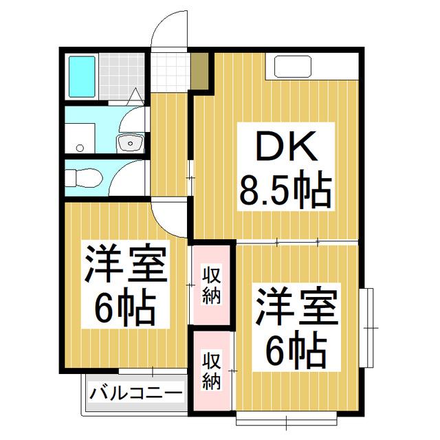 熊谷コーポ(2DK/2階)の間取り写真