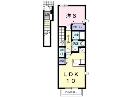 ムーン ヒル 水前寺(1LDK/2階)の間取り写真