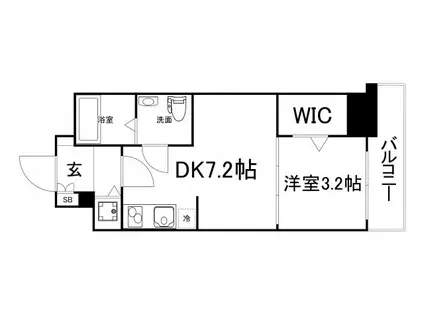 セレニテ谷町カルム(1DK/10階)の間取り写真