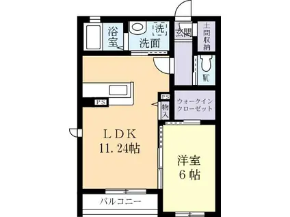 関東鉄道常総線 石下駅 バス乗車時間：5分 最寄りバス停で下車 徒歩3分 2階建 築13年(1LDK/1階)の間取り写真