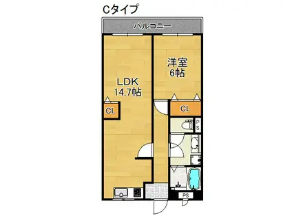 メゾンビトロ2(1LDK/2階)の間取り写真
