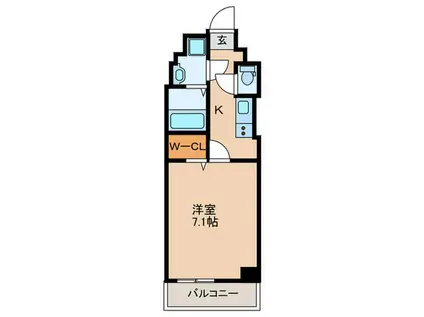 ドゥ バーグ 渡辺通(1K/6階)の間取り写真