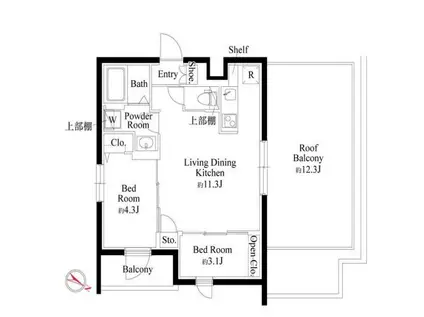 カーサピアッツァ杉並和田(2LDK/4階)の間取り写真