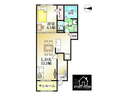 サン・メゾン E(1LDK/1階)の間取り写真