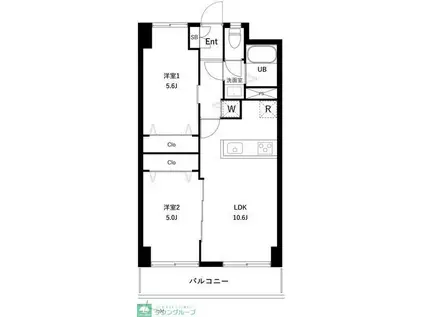 PARK MODERN つつじヶ丘(2LDK/10階)の間取り写真