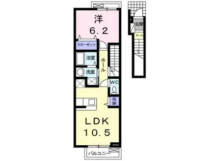 アムール一本木I(1LDK/2階)の間取り写真