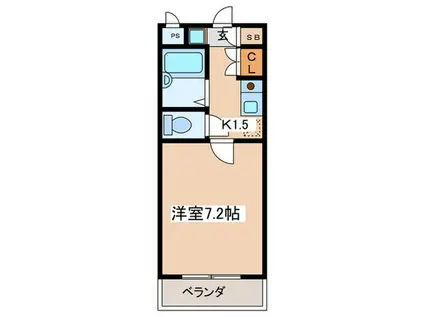 ハイヴィラ東海(1K/3階)の間取り写真