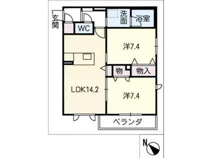 レジデンスサノ(2LDK/1階)の間取り写真